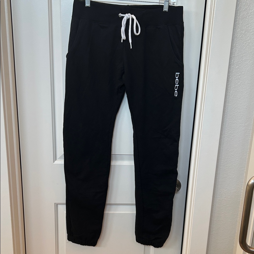 Bebe Black Sweatpants with White Drawstring Size M